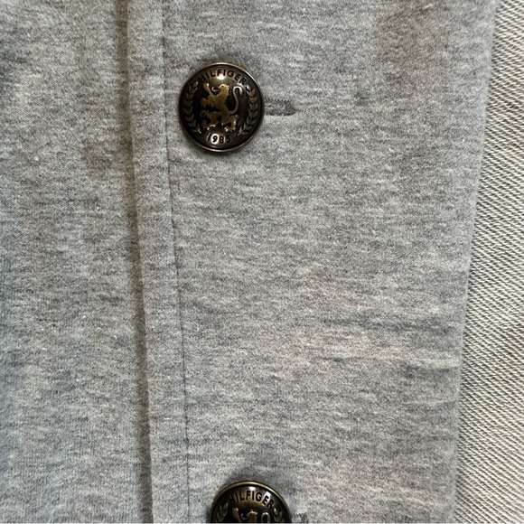 Tommy Hilfiger Military Band Style Jacket Open Front Metal Buttons Gray Size M - Picture 3 of 9